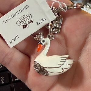 Coach Crystal Swan keychain NWT
